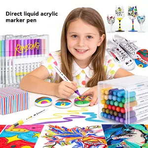 24/36 Shades Acrylic Marker Set - Clear Organizer Case, Quick Dry & Seamless Color Transition! Waterproof, Safe & Perfect for Wood, Glass, Ceramic Crafts Double Tip Double Color Acrylic Paint Marker