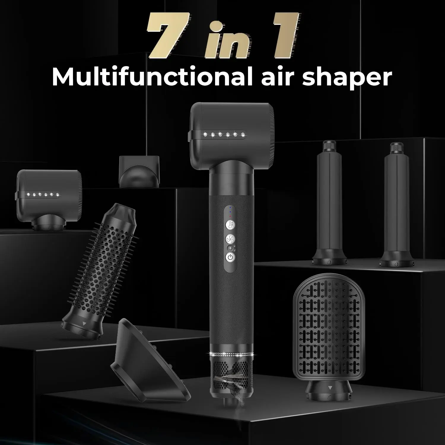 Women's 7-in-1 Ionic Hot Air Dryer Brush Hair Tool Set - Multi-Styling Sohochic Master 4000 Ultra-Fast with Air Curler, Diffuser for Drying, Volumizing, Curling, Straightening - 100-120V US Plug Home Styling Gift, Hair Tools extensions