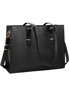 Women's 15.6 Inch Laptop Bag, Tote Purse Leather Elegant Computer Briefcase, Waterproof Work Handbag Shoulder Backpack Business Office Bag