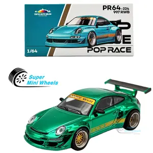 Pop Race 1:64 Porsche 997 RWB (Chrome Green) Tokyo Auto Salon #224