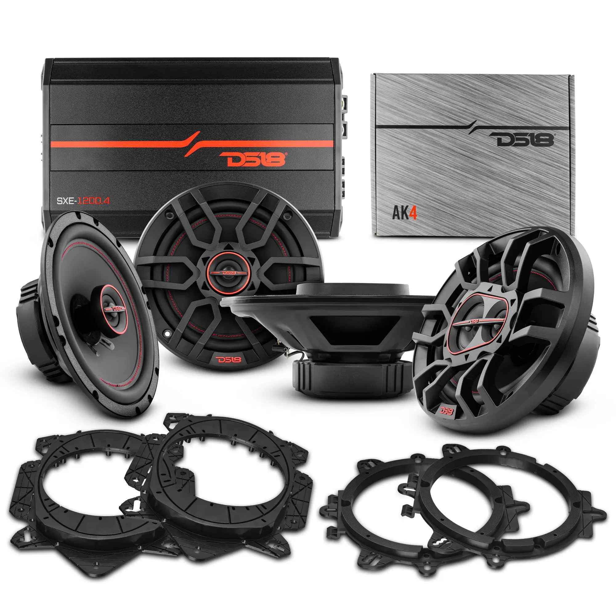 Car Audio Bundle: 6.5" & 6x9" Coaxial Speakers with OEM Speaker Adapters, Amplifier, and Wiring Kit