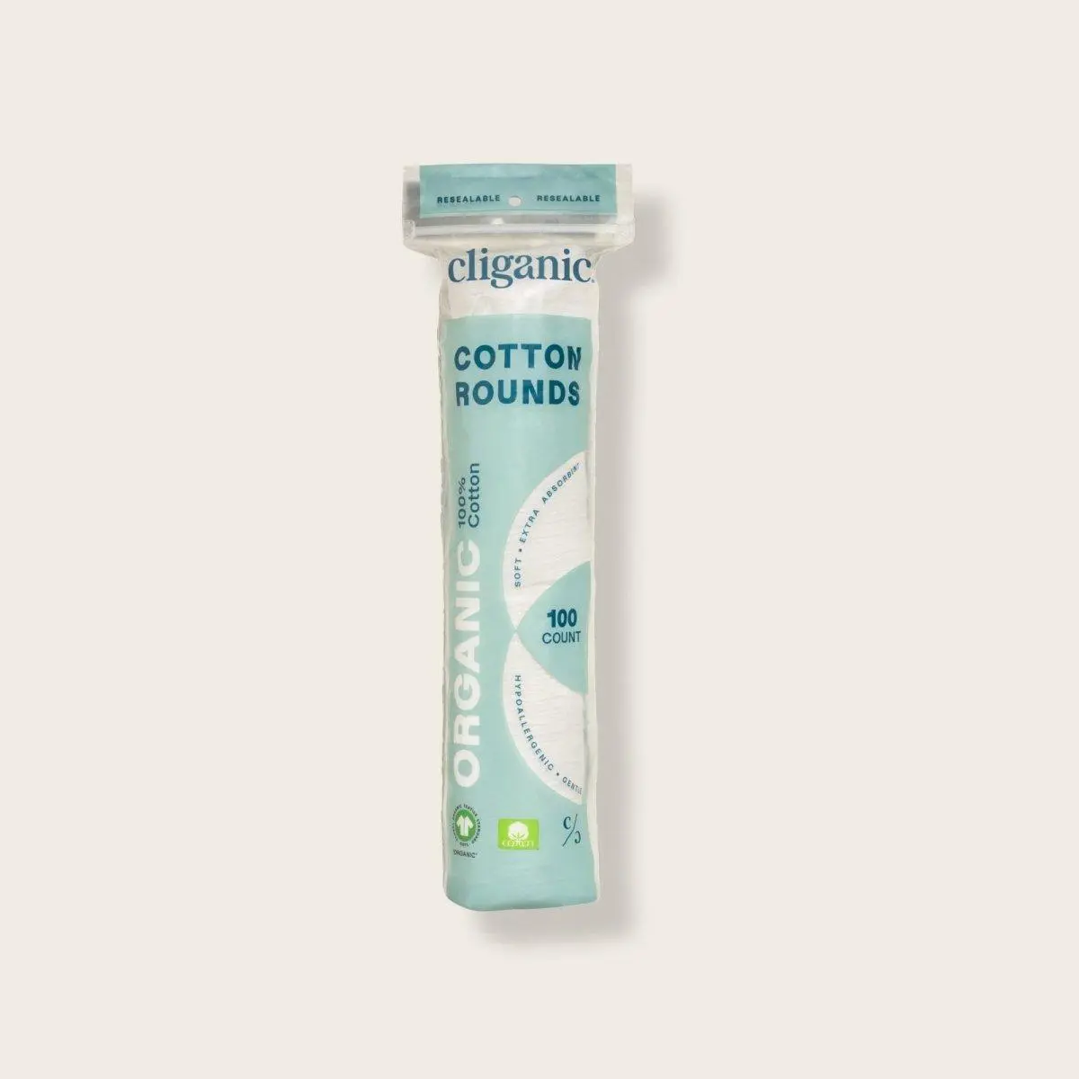 Cliganic Organic Cotton Rounds Makeup Remover Pads, Hypoallergenic, Lint-Free | 100% Pure Cotton