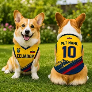Personalized Ecuador Pet Soccer Jersey, Soccer Outfit for Dogs Cats, Ecuador Shirt, Cute Puppy Sportswear