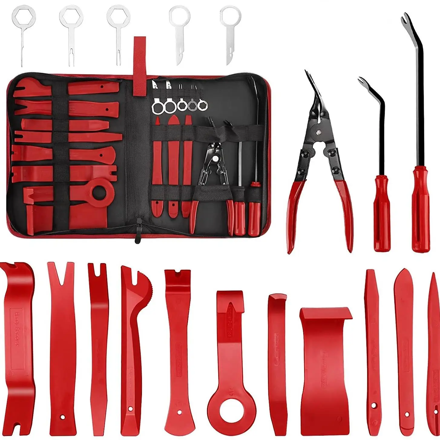 Car Interior Repair Tools, 1 Set Auto Trim Removal Tool with Zipper Storage Bag, Dashboard Door Panel Window Molding Upholstery Fastener Clip Removal