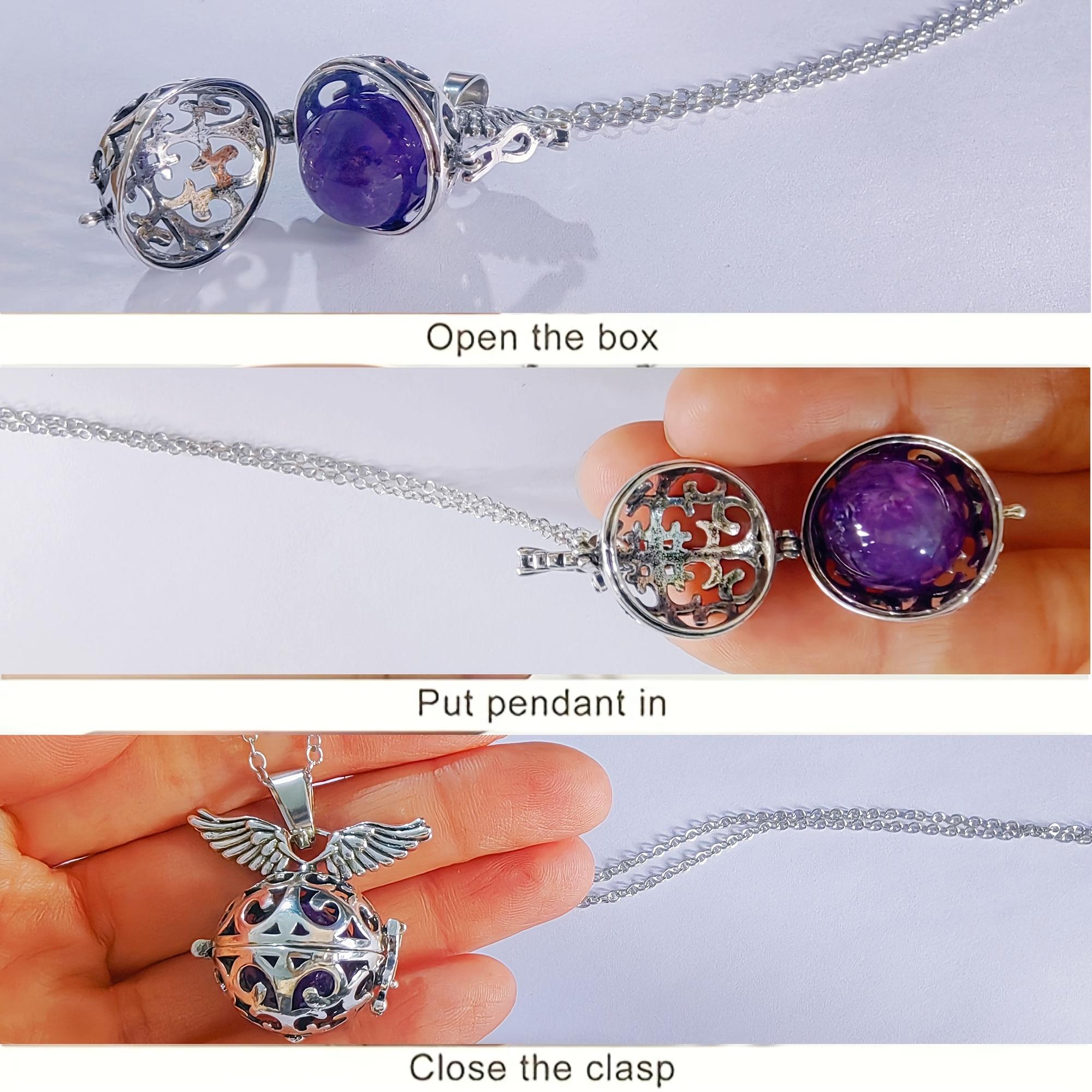 7pcs Crystal Pendant Set Wings Crystal Round Bead Stone Women's Rope Cage and Lock Pendant Crystal Stone Valentine's Day Surprise Gift for Friends decor