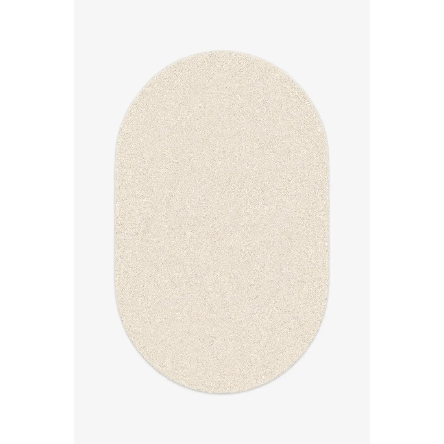 Cream Oval Hand-Tufted Wool Rug