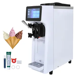 VEVOR Commercial Stainless Steel Soft Serve Ice Cream Machine, 10.6 QT/H Yield, 1000W Single Flavor Countertop Maker, 4L Hopper 1.6L Cylinder, Touch Screen, Auto Clean, Pre-Cooling, for Restaurant Snack Bar