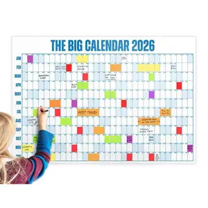 2026 New Large Calendar - Design Your Amazing 2026!- 365-Day Year-at-a-Glance Wall Calendar with Dry-Erase Material & Custom Labels,Interesting and Practical Random Color