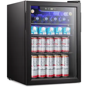 Kismile 24 Bottle Wine Cooler Beverage Refrigerator 2.5 Cu Ft Compact Mini Wine Cellar with Glass Door Quiet Operation Adjustable Temp Control Freestanding Design