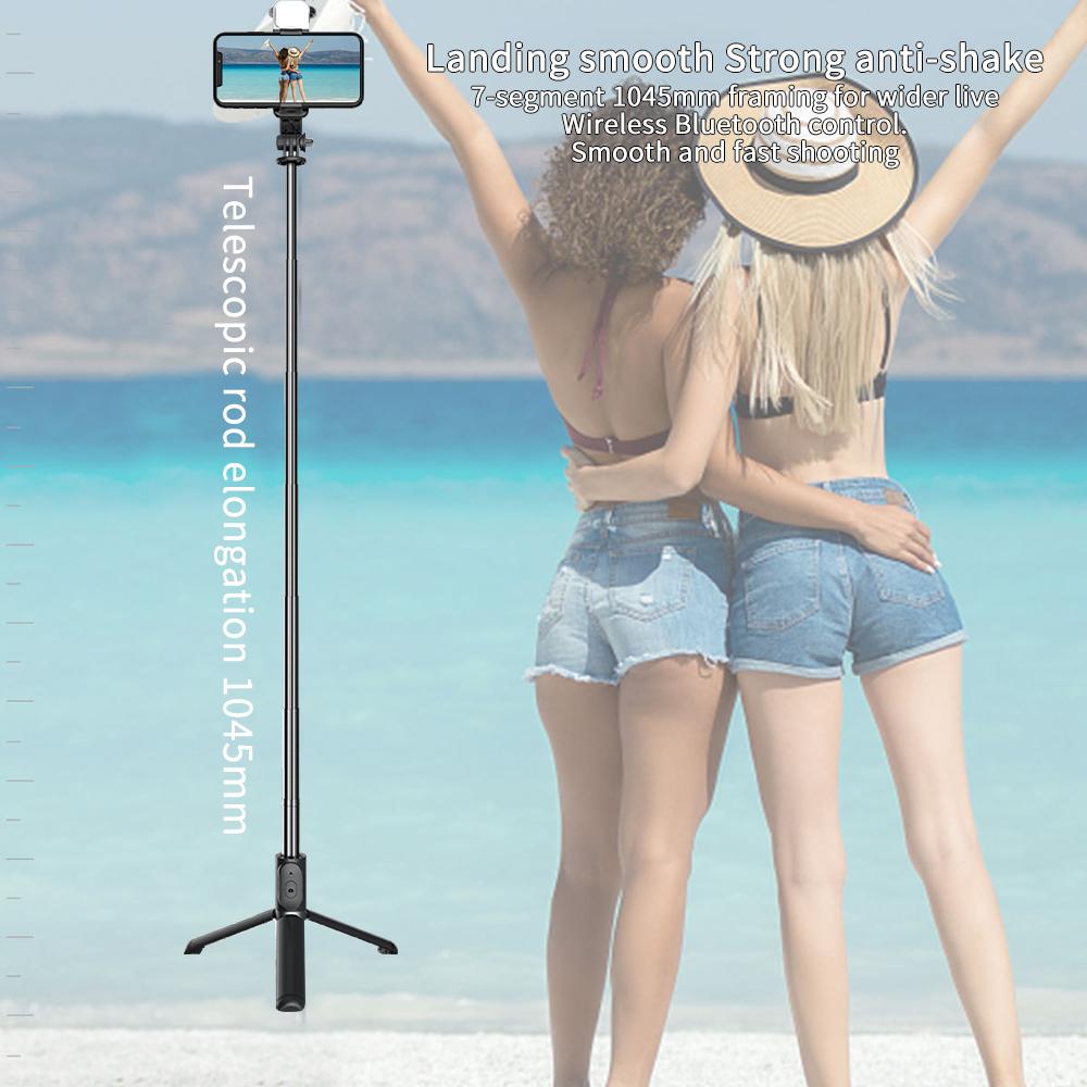 41-Inch Selfie Stick Tripod with Rechargeable Fill Light and Bluetooth Remote, Extendable Phone Tripod Stand, 3 Light Modes and 9 Brightness Levels for Vlogging, Live Streaming, iPhone & Android