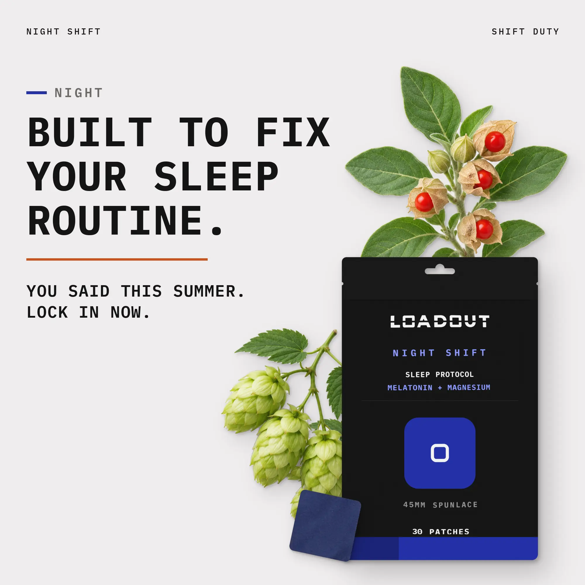 LOADOUT Night Shift Patches - Melatonin + Magnesium, 30ct