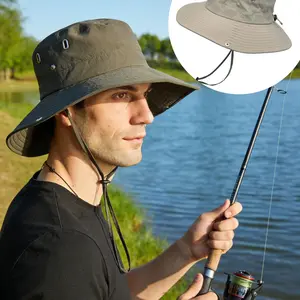 Outdoor Fishing Hat Sun Protection Cap, Summer Men's Breathable UV Hat, Solid Color Fisherman Hat with Wide Brim, Travel Hat, Sunscreen Leisure Hat, Sports Outdoor Hats