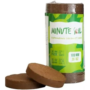 Minute Soil - Compressed Coco Coir Fiber Grow Medium - 100mm x 15mm - 26 oz (1 Pack)