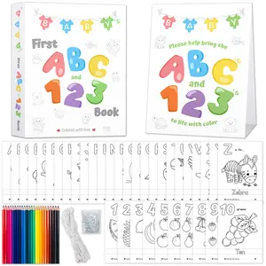 Party Hearty Baby's First ABC & 123 Book Baby Shower Activity, Guest Book Alternative with Alphabet Coloring Pages, Educational Keepsake & Activities for Guests - Baby Shower Games Craft Kit