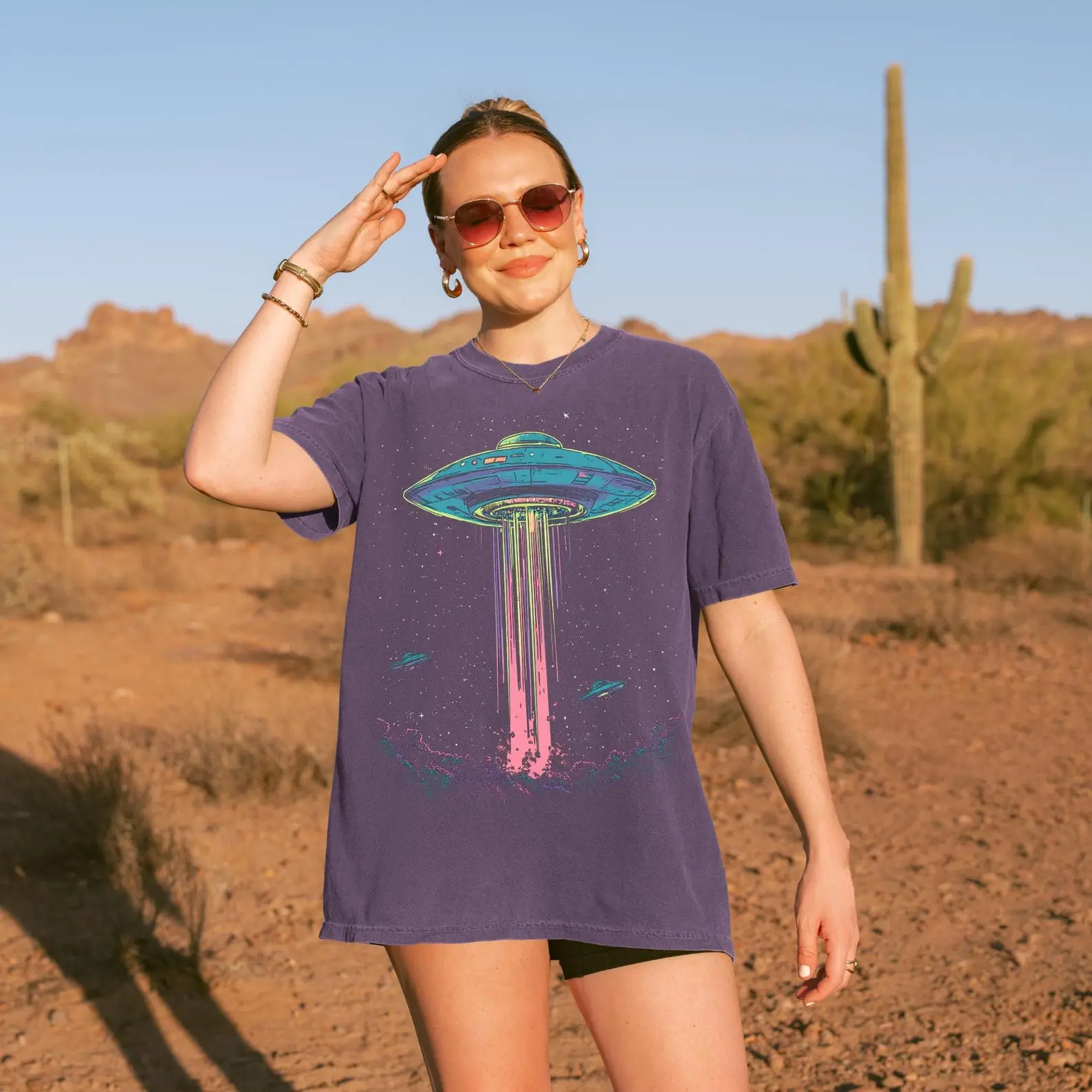 Comfort Colors UFO Shirt, Vintage Retro Graphic Alien Tshirt, Supernatural Shirt, Alien Lover Gift, Alien Abduction Tee, Oversized Tee, for men and women