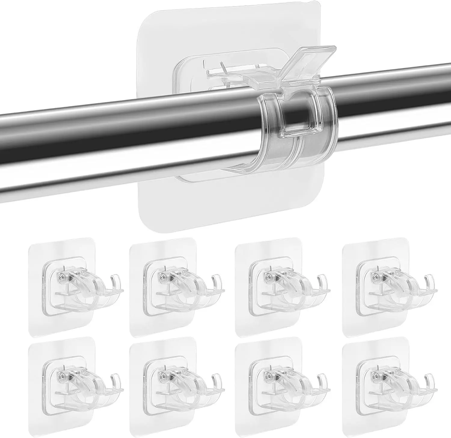 Self Adhesive Curtain Rod Holder Hooks-Adjustable Curtain Rod Hooks Curtain Hangers for Bathroom Kitchen Home Bathroom and Hotel
