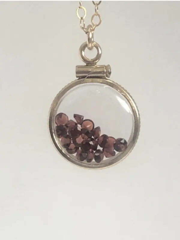 12.5 mm Handmade 14k gold filled shaker locket with 0.85 TCW of genuine garnets