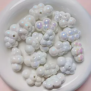[Acrylic Cloud Beads] 30/50/70pcs White Acrylic Cloud Beads | 24mm X 16mm Space Beads for DIY Jewelry Making, Bracelets, Necklaces, Earrings, Keychains, Cell Phone Chains Craft And Accessory Design - Perfect for Craft Projects And Stylish Decor,summervibe