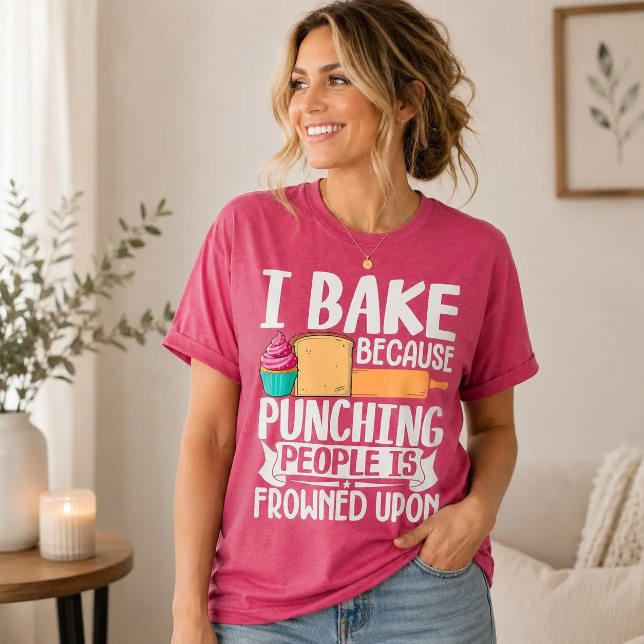 Cute Baking Lover Baker T-Shirt, Funny Cupcake Pastry Chef Bakery Graphic Tee for Women