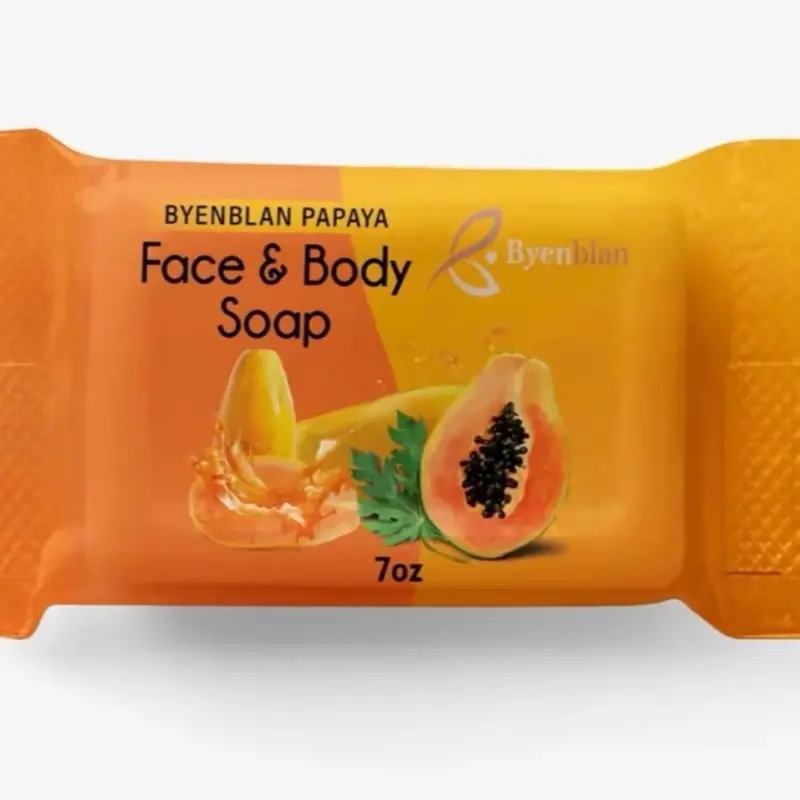 Byenblan Papaya Face & Body heart shaped Soap Citrus Glow 7oz - Scented Daily Cleanser for Skin Repair with Papaya Ingredient 