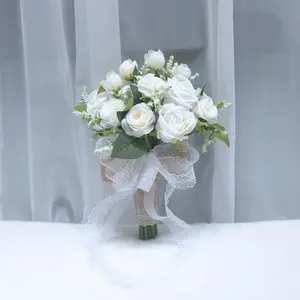 168 Artificial Flowers Western Wedding Bride Bridesmaid Handheld Bouquet Lace Ribbon Bouquet Outdoor Photography Props