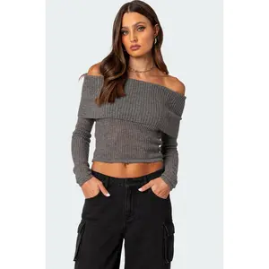 Lili fold over knit top