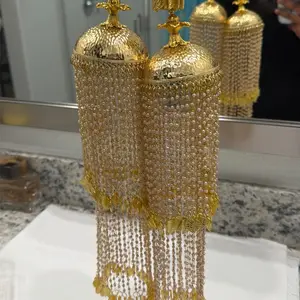 Bridal Calire Pearl Chain Droppings with Leaf Golden Base Beautiful Traditional Decorative Piece