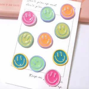 Random Color Smile Face Design Fridge Magnet, 10pcs/set Cute Round Fridge Magnet, Fridge Magnets Set, Decorative Fridge Magnets, Magnetic Decoration for Home Kitchen Office School, Refrigerator Decorating Magnet
