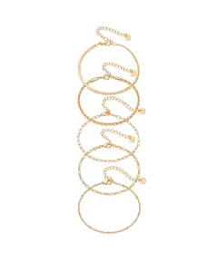 PAVOI 14K Gold Plated Chain Bracelet Pack for Women - Jewelry Set of 3 & Set of 5 Stackable Bracelets - Station Ball Serpentine Paperclip Snake Rope Figaro Beaded Chains