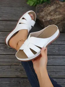 Women's Bohemian Stitch Slide Sandals with H-shaped Wedge Heel – Ultra-light, Comfortable, Non-slip, and Wear-resistant Beach Shoes Lightweight Sandals