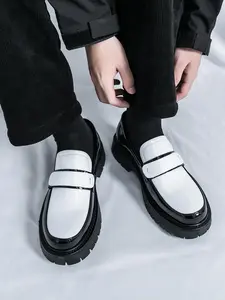 Men's Business Formal Style Two-tone Loafers, Fashionable PU Leather Slip-on Shoes for Work Office, Male All-match Commuter Shoes for Daily Wear