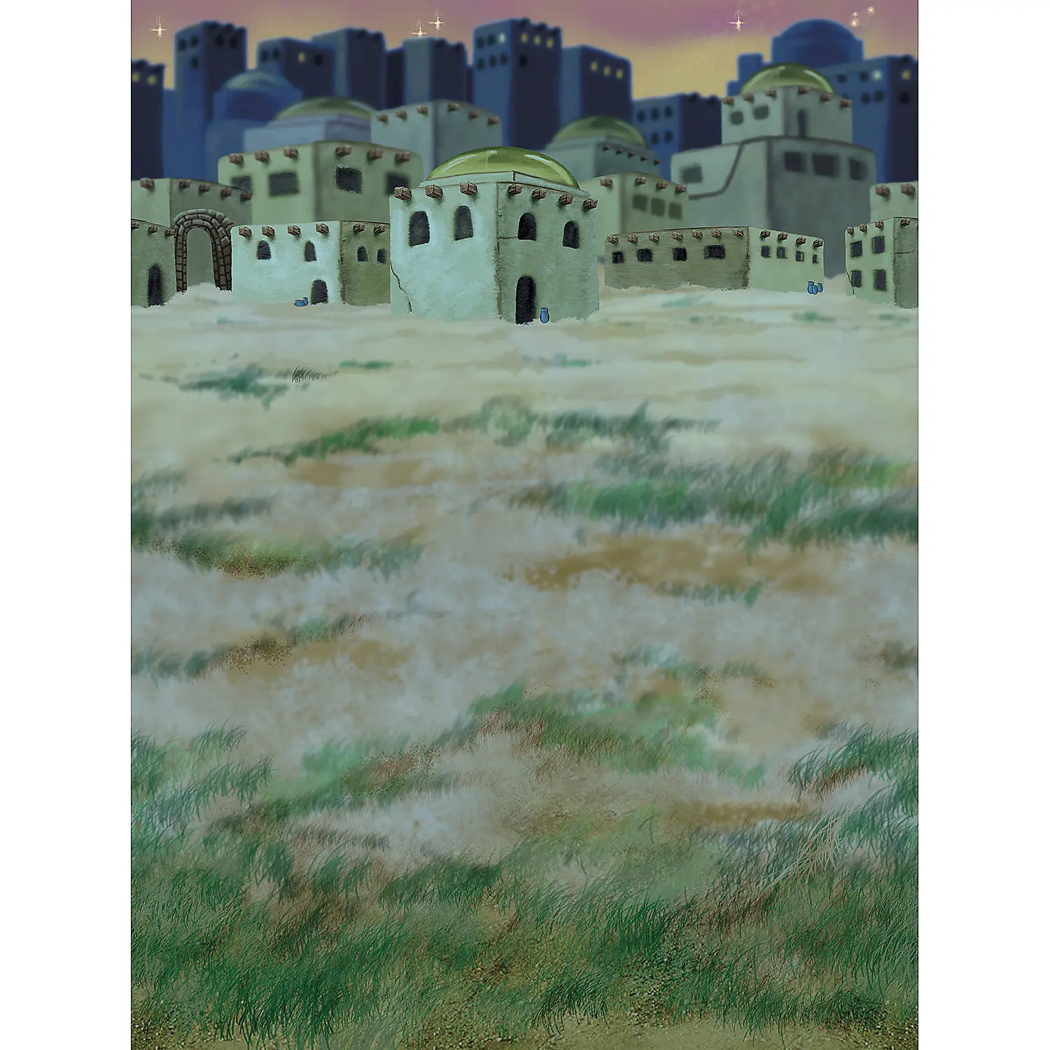 Christmas Nativity Wall Backdrop, Large Plastic Bethlehem Town Scene Setter for Sunday School & Holiday Events, 30 ft x 4 ft, Indoor Backdrops, 30X4ft
