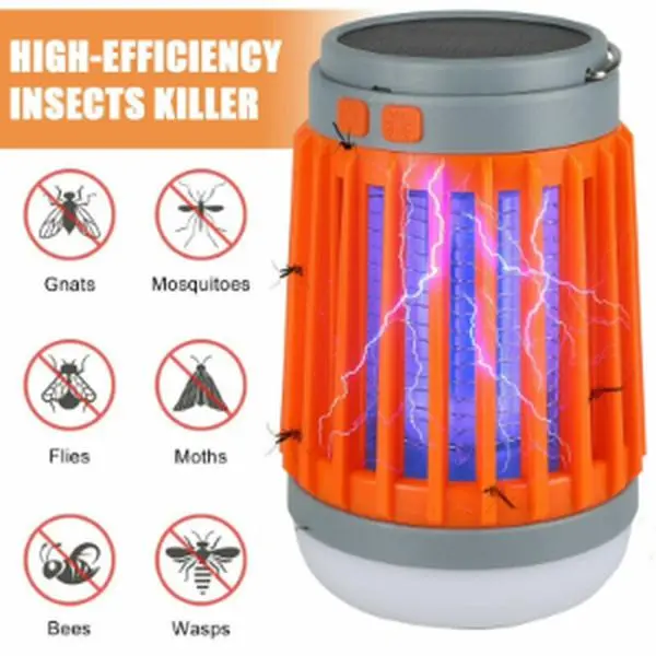 2026 Upgraded Noiseless Solar Power USB Mosquito Zapper Light Electronic Fly Bug Insect Zapper Trap Pest Lamp