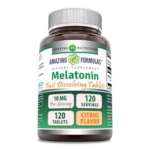 Amazing Formulas Melatonin 10 Mg Fast Dissolving Tablets Supplement | Citrus Flavor | 120 Tablets | Non-GMO | Gluten-Free | Made in USA