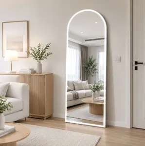 71 x 26 LED Arched Full Length Mirror Lighted Full Body Mirror with Aluminum Frame Polished Glass for Bedroom Dressing Room Home Decor