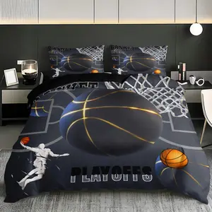 3pcs Sports Basketball Comforter Set (1 Comforter + 2 Pillowcases), High-Quality Printed Design for Home & Dorm Use, Bedding Sets