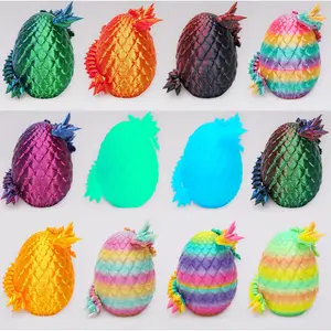 12 Pcs 3D Printed Dragon with Egg for Easter Basket Stuffers, Dinosaur Easter Eggs Fillers Fidget Toys,Easter,Birthdays, Christmas Easter Decorations Gifts for Girls Boys(Without Keychain)