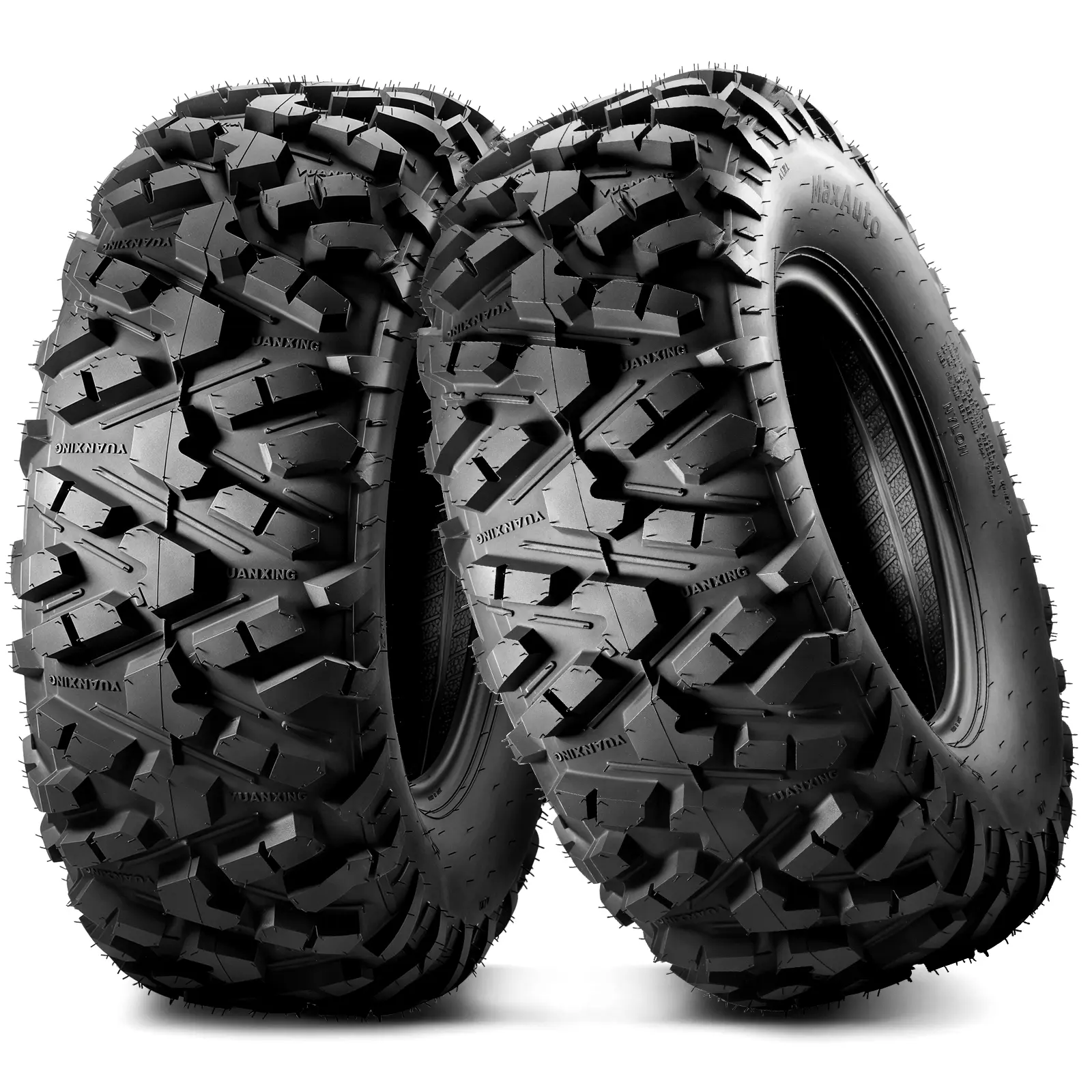 MAXAUTO Set of 2 AT 25x10-12 ATV/UTV Tires, 6-Ply Rated Tubeless for Mud/Sand, High Grip Off-Road Universal Fit, 6-Ply Tubeless, Components & Parts, Mud And Sand Traction, J