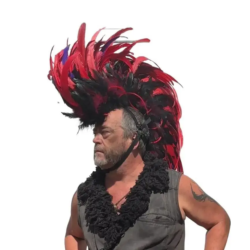 Headdress Mohawk Feathered - Eye-Catching Statement Headdress - One of a kind - Dance-Ready with Unique Chin Strap for Free Movement - Personally Tested by Puck