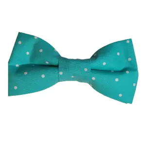 Teal and White Polka Dot Teen Boys Cotton Bow Tie Cotton