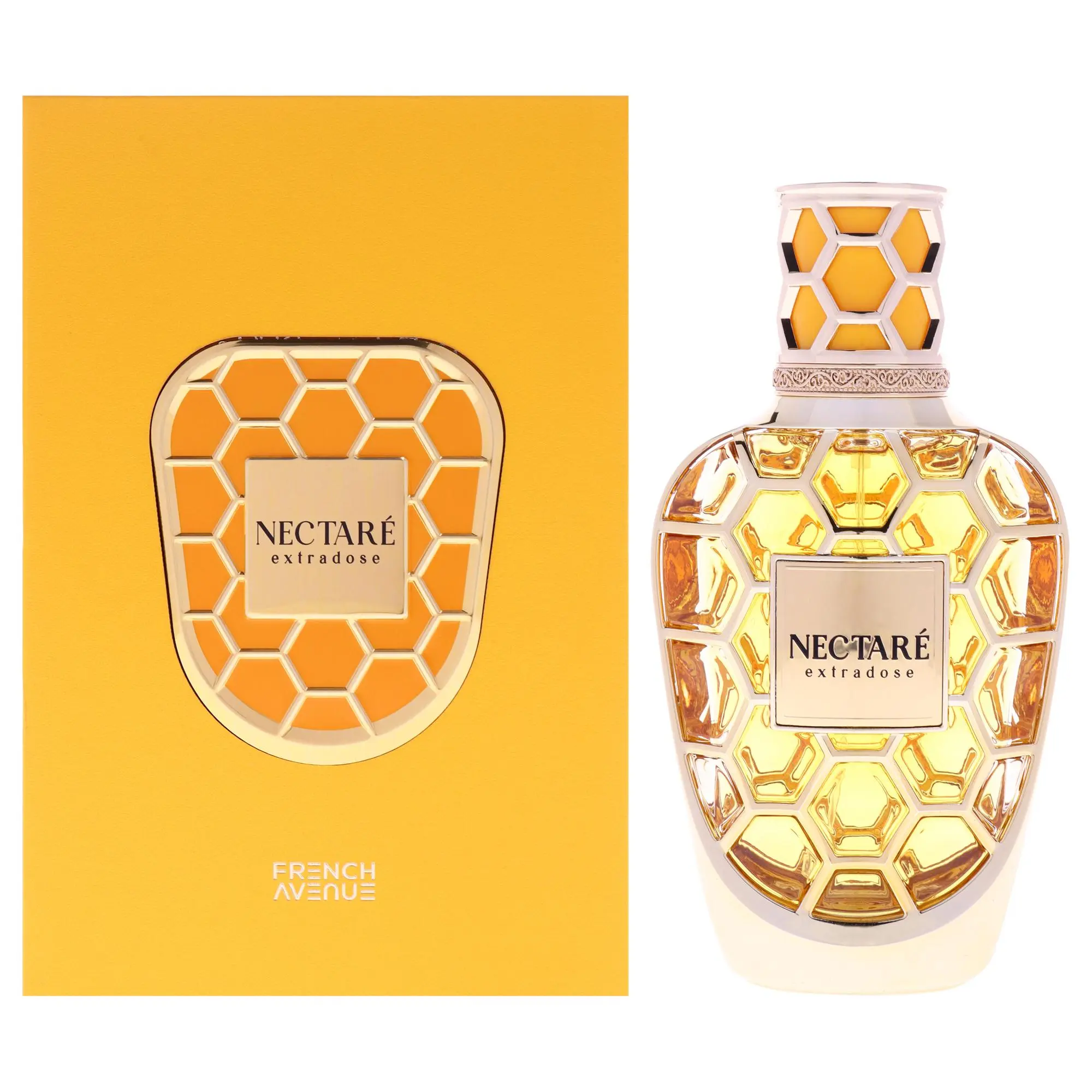 Fragrance World French Avenue Nectare Extradose Extrait De Parfum Unisex — Neroli, Bitter Orange, Ginger, 3 oz (90 ml) | unisex woody perfume, bergamot, neroli perfume, pear, bitter orange perfume, honey, lattafalong-lasting bergamot cologne, pear perfume