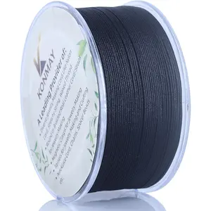 KONMAY 0.4mm Black Nylon String with Case for Bracelets,163 Yards Thin Braided Nylon Satin Cord for Jewelry Making, Beading,Chinese Knotting, Kumihimo, Macramé
