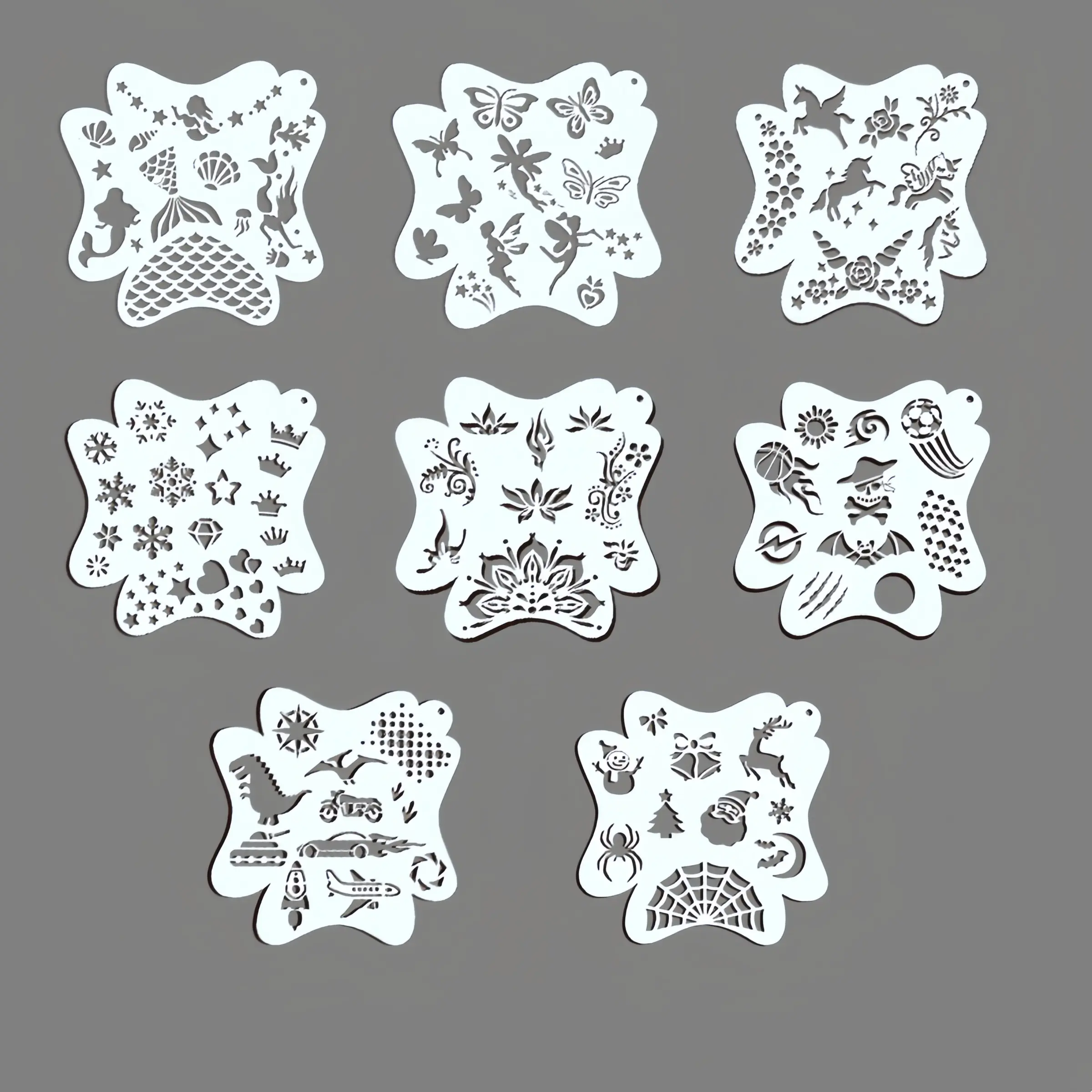 16-Piece Face Painting Templates for DIY Decoration Projects, Reusable Pet Supplies with Creative Colorful Hollow Design, Ideal for Stage Performances