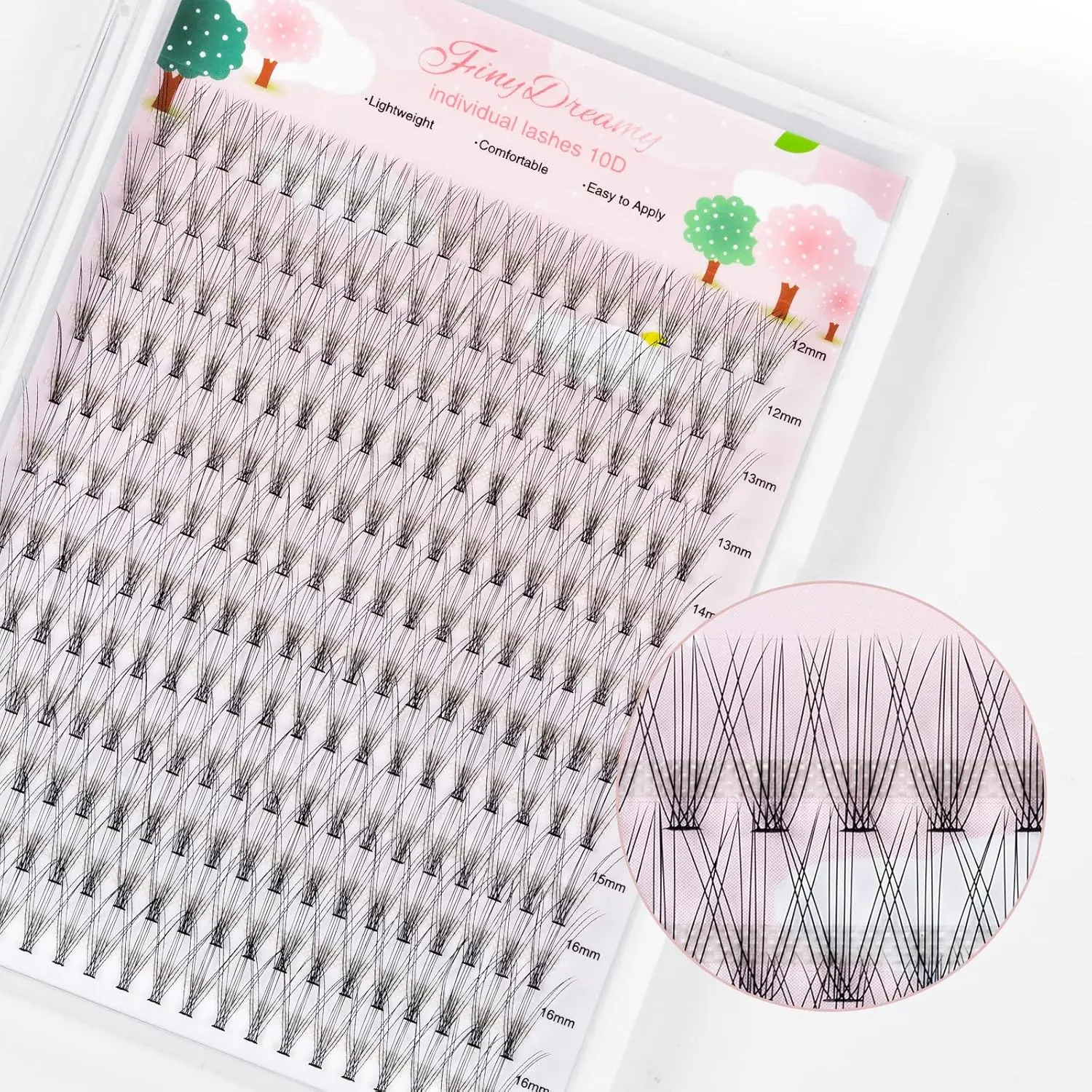 10D Lash Clusters 240pcs Individual Lash Extensions Natural Cluster Lashes 12-16mm Mix Lengths C Curl 0.07mm Thickness eyelash Individual Cluster Lashes Apply Under your Lashes(10D12-16mm)