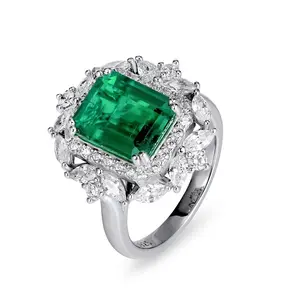 Loysun Square-Cut Lab-Grown Gemstone Convertible Jewelry, 2-in-1 Pendant & Ring Set with Sterling Silver Chain, Elegant Ruby/Sapphire/Emerald for Party & Evening Wear, Christmas Anniversary Gift for Women