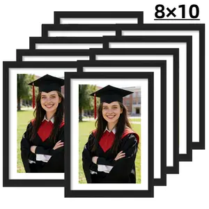 Graduation photo frame set, including 5/10 black photo frames, 4x6 and 8x10 photo frame display boards, and multi-functional photo collage frames, suitable for wall or table display, making it an ideal choice for homes, schools, and offices
