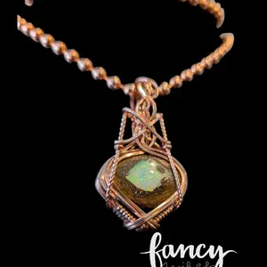 Wire Wrapped Copper and Genuine Opal Necklace