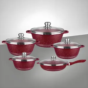 Kitchen 5-Piece Nonstick Cookware Set, Heat Resistant Design + Glass Lids, Easy Clean, Multi-Use for Induction & Gas Stoves, Essential Kitchen Pot Kit
