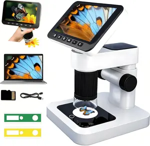 Digital Microscope for Kids with 32 GB TF Card, 4.5" Screen Rechargeable Handheld Microscopes Photo Video Function, Mini Portable Educational Science Kits for Boys Girls Student Children