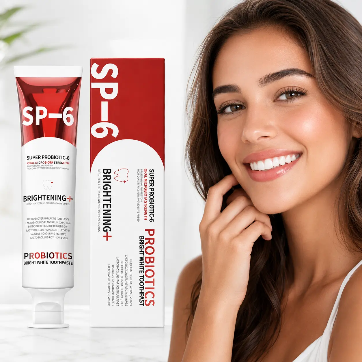 6 Probiotic Brightening Toothpaste for Fresh Breath and Daily Oral Care, Gentle & Fluoride-Free Formula for Adults, Minty Fresh Flavor, 140g, Enamel-Safe, Probiotic Toothpaste, Single Item, 24 Months